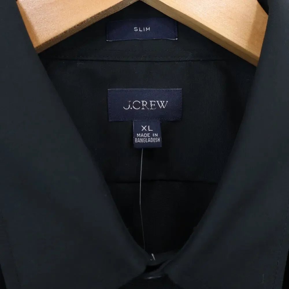 J.Crew Men's Bowery Wrinkle Free Dress Shirt Point Collar Black Size XL NWT